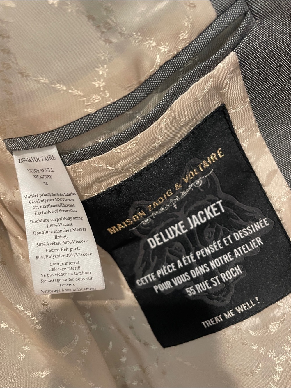 Zadig & Voltaire Women's Gray Single-Button Blazer - Picture 3 of 5
